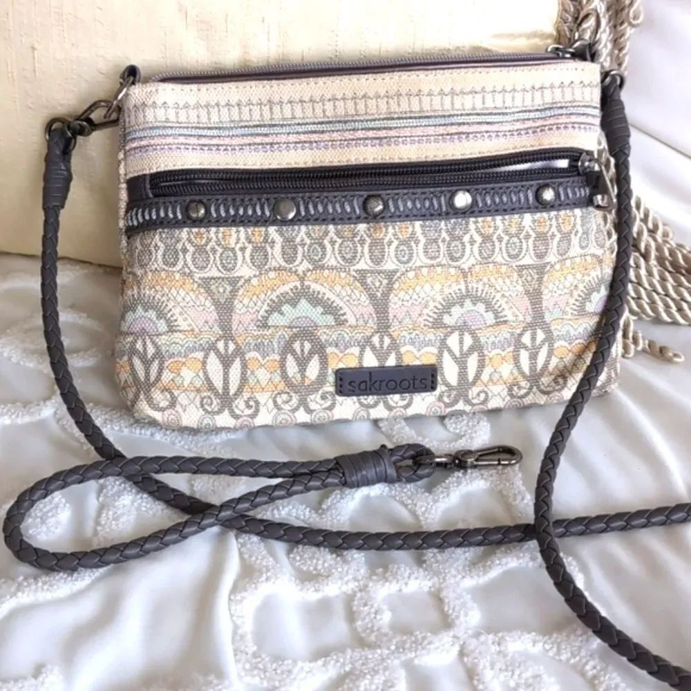 Sakroots Mini Campus One World Brown Faux Leather Convertible Straps/ Cr…